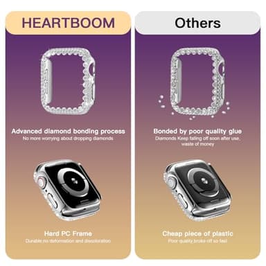 Bling Bumper Case Compatible with Apple Watch Series 9/8/7 45mm, Diamond Protective Face Cover for Women, Hard PC Frame Protector for iWatch 45mm Silver - Image 6