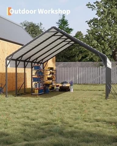 20'x25'x13' Metal Carport for 2 Cars, Extra Tall Carport, Reinforced Frame and Roof for All-Weather, Permanent Garage for Bass Boats, Full-Sized Pickup Trucks, and Tractors, N.W. 980 Lbs - Image 9