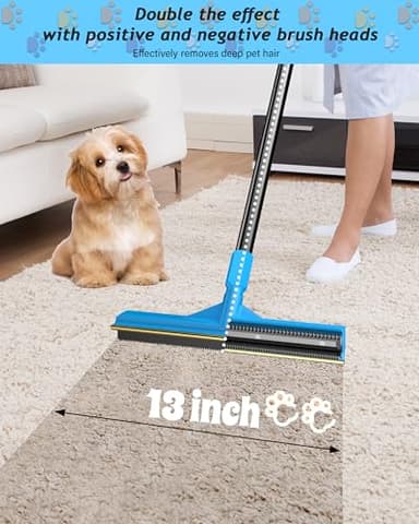 Carpet Rake for Pet Hair Removal,Adjustable Handle Carpet Rake Cat Dog Hair Remover,Reusable Carpet Scraper Dog Cat Deep Hair Cleaner Remover Tool for Rugs, Mats, Couch, Furniture (57'' Extra Large) - Image 3