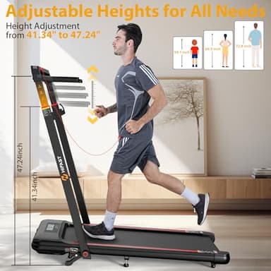 HiFast Walking Pad Treadmill with Desk Workstation, 3.0HP Under Desk Treadmills with 8% Incline Handle Bar, Foldable Portable Treadmill for Home Office, 300lbs Capacity, Remote Control, APP - Image 2
