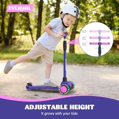 Kids Scooter,LED Lighted Wheels and 3 Adjustable Height Handlebars Scotters for Kids 3-12,3 Wheel Toddler Kick Scotter for Boys & Girls up to 132 Lbs. - Image 6