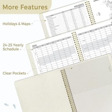 SUNEE 2025-2026 Weekly & Monthly Planner 9"x11.2" - 12 Month (July 2025 - June 2026), Linen Cover Planner Academic Year Calendar, Pocket, Notes, Monthly Tab, Beige - Image 7