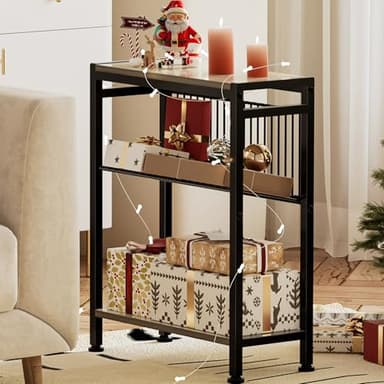 Small Side Table for Small Space, 3-Tier Narrow End Table with Magazine Holder, Slim Nightstand, Skinny Snack Couch Table in Living Room, Bedroom, Study, Kitchen and Balcony (Greige) Patent Pending - Image 9