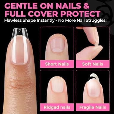 UNA GELLA Short Coffin Nails Tips, 504pcs No c Curve short Coffin Gel Press On Nails Pre Etched For Women Acrylic Nail Extension Full Cover Home Salon 12 Sizes - Image 7