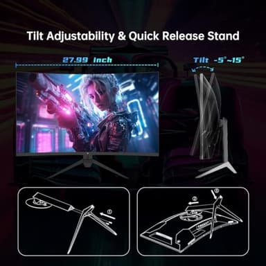KTC 32 Inch Curved Gaming Monitor, FHD 1080P 165Hz PC Monitor, 1500R, 122% sRGB with HDR, FreeSync Premium, HDMI 2.0x2, DisplayPort 1.4, VESA Compatible, Tilt Adjustable, Eye Care, H32S17C - Image 6