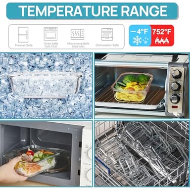 Vtopmart 5 Pack 35oz Glass Food Storage Containers with Lids, Meal Prep Containers, Airtight Reusable Lunch Container Set, Safe for Oven, Microwave, Freezer, and Dishwasher - Image 4