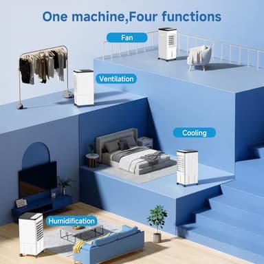 Portable Air Conditioners, 3-IN-1 Swamp Cooler, Evaporative Air Cooler, 3 Speeds & Cooling Mode, Big-Gal Water Tank for Cooling - Image 2