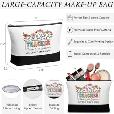Best Teacher Appreciation Gifts for Women, End of Year Teacher Gifts from Student, Retirement Birthday Thank You Gifts Set for Teachers w/ Canvas Tote Bag & Makeup Bag Funny Daycare Teacher Gifts - Image 7