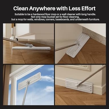 JOYMOOP Mop and Bucket with Wringer Set, Hands Free Flat Floor Mop and Bucket, with 3 Washable Microfiber Pads, Wet and Dry Use, Floor Cleaning System - Image 4