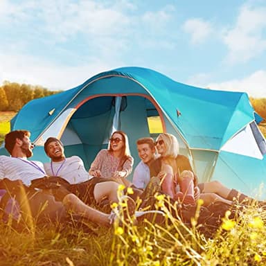 UNP Camping Tent 10-Person-Family Tents, Parties, Music Festival Tent, Big, Easy Up, 5 Large Mesh Windows, Double Layer, 2 Room, Waterproof, Weather Resistant, 18ft x 9ft x78in - Image 7