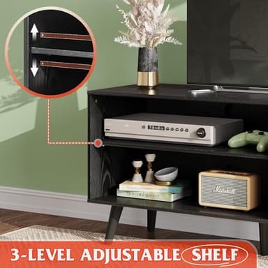WLIVE TV Stand for 55 Inch TVs, Entertainment Center with Storage Cabinet, Mid-Century TV Stands for Living Room and Bedroom, 50" TV Console, Black - Image 5