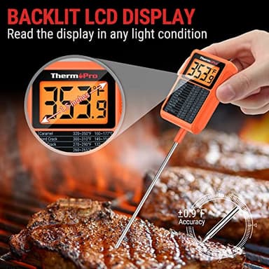 ThermoPro TP510 Waterproof Digital Candy Thermometer with Pot Clip, 10" Long Probe Instant Read Food Cooking Meat Thermometer for Grilling Smoker BBQ Deep Fry Oil Thermometer - Image 4