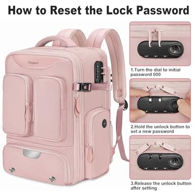 Taygeer Vacuum Backpack, Expandable Vacuum Seal Carry on Backpack with Rain Cover, 17'' laptop Compression Backpacks Travel with Shoe Compartment, TSA Approved Personal Item Compression Back Pack,Pink - Image 7