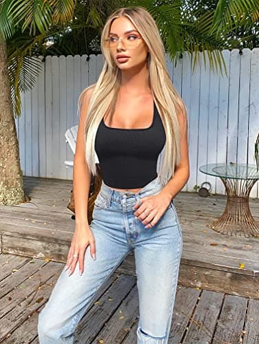 OQQ Women's 3 Piece Tank Tops Ribbed Seamless Workout Exercise Shirts 2025 Summer Basic Camis Black Grey Blue - Image 2