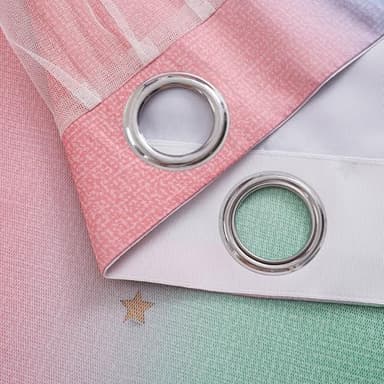 XiDi Pink & Rainbow Curtains for Kids & Girl Rooms - Blackout, Unicorn Wall Decals, Blue & Green, 34x84 Inch - Image 5