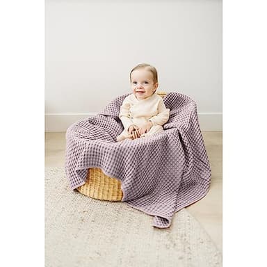 Konssy Waffle Baby Blanket - Soft & Cozy Nursery Swaddle Blanket, Lightweight Toddler Throw for Boys & Girls, Ideal for Wrapping(Purple) - Image 2