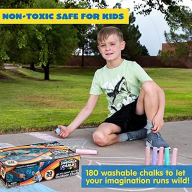 JOYIN 180 PCS Washable Sidewalk Chalks Set in 20 Colors Non-Toxic Jumbo Chalk for Outdoor Art Play, Painting on Chalkboard, Blackboard and Playground - Image 4