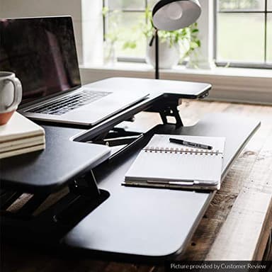 FLEXISPOT Electric Standing Desk Converter 36" Wide Motorized Stand up Riser for Monitor and Laptop, Black Height Adjustable Workstation for Home Office - Image 6