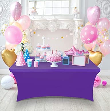 Utopia Kitchen Spandex Tablecloth 2 Pack [6FT, Purple] Tight, Fitted, Washable and Wrinkle Resistant Stretch Table Cloth Rectangle Cover for Trade Show, Weddings & Parties [72Lx30Wx30H Inch] - Image 8