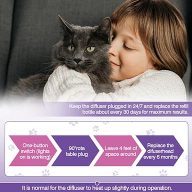 Cat Pheromones Calming Diffuser Refill 6 Pack Multicat Pheromone Diffusers Refills Relieve Anxiety Stress Reduce Spraying Fighting and Scratching for Cats Calm 48ml Fit All Common Diffusers Plug In - Image 7