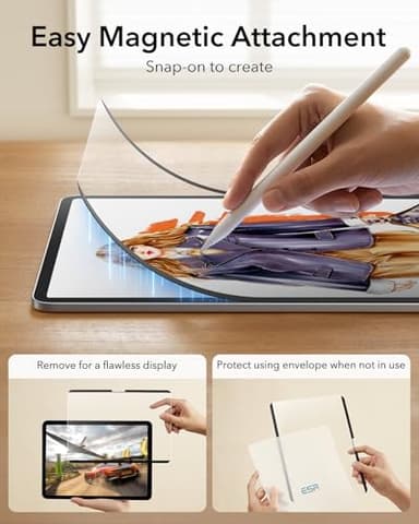 ESR Paper-Feel Magnetic Screen Protector for iPad Air 13 Inch M3/M2 (7th/6th Gen, 2025/2024), Write and Draw Like on Paper, Detachable and Reusable, Compatible with Tempered Film, Matte, Anti-Glare - Image 4