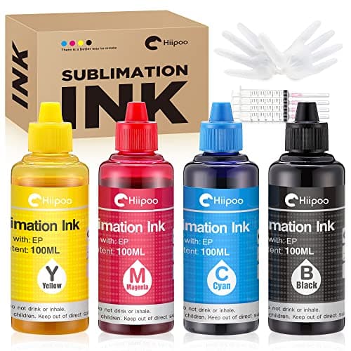 Hiipoo Sublimation Ink Refilled Bottles Work with WF7710 ET2760 ET2720 ET2803 ET2800 ET15000 C88 C88+ Inkjet Printer Heat Press Transfer on Mugs Plates T-Shirts Pillows Phone Case - Image 1