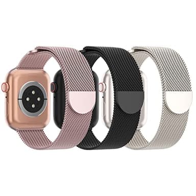 3 Pack Mesh Metal Band Compatible with Apple Watch Band 38mm 40mm 41mm 42mm 44mm 45mm 46mm 49mm, Stainless Steel Magnetic Loop Strap for iWatch Ultra 3 2 1 Series 11/10/9/8/SE/7/6/5/4/3 Men Women - Image 1