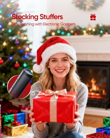 Bluetooth Speaker Stocking Stuffers for Men Women Teens Boys Girls: Portable Wireless, IPX5 Waterproof, White Elephant Gifts for Adults, Up to 20H Playtime, TWS Pair, for Home/Party/Outdoor (Black) - Image 3