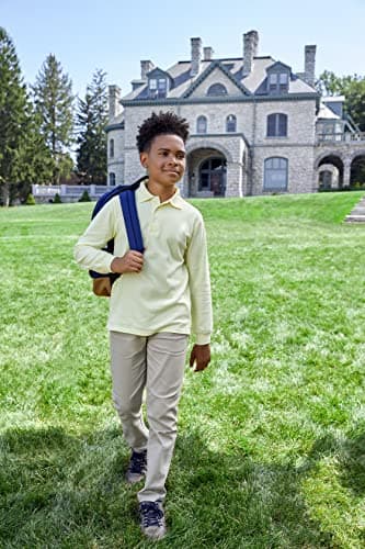 French Toast Boys Pique School Uniform With Long Sleeves For And Girls Polo Shirt, Navy, 14-16 US - Image 6