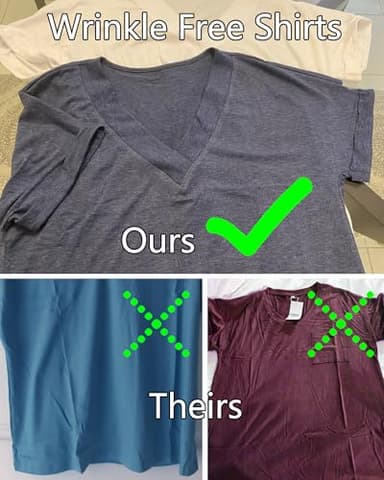 EyMuse Womens Tshirts V Neck Short Sleeve Tee Solid Color Blouse Loose Fit 2024 Summer Casual Tops Black,L - Image 4