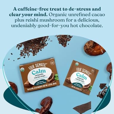 Four Sigmatic Calm Mushroom Cacao Mix | Organic Instant Cacao with Organic Reishi Mushroom Powder | Supports Calm & Relaxation | Drink it or Bake with it | Vegan, Gluten-Free, Dairy-Free | 10 Count - Image 4