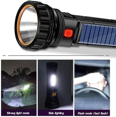 E-SHIDAI 6PCS Solar/Rechargeable Multi Function 1000 Lumens LED Flashlight, with Emergency Strobe Light and 1200 Mah Battery, Emergency Power Supply and USB Charging Cable, Fast Charging - Image 5