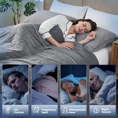 Amélie Home Cooling Comforter Queen Size, Dual-Sided Lightweight Cooling Blanket for Hot Sleepers, Q-Max 0.43 Breathable Cooling Quilt for Night Sweats, 90" x 90", Heather Charcoal Grey - Image 4