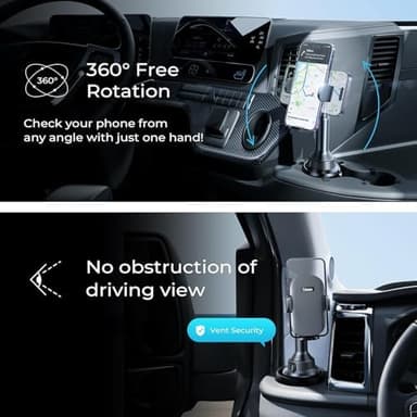 LISEN Cup Holder Phone Holder [No Shaking] Phone Holder for Car, 360° Adjustable iPhone Holder Car Accessories for Women Truck Jeep Golf for iPhone 17 Pro Max 16 15 14 13 Samsung S25 All 4-7'' Phone - Image 7