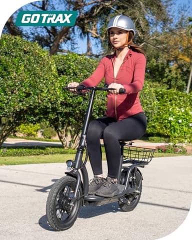 Gotrax Astro Electric Scooter with Seat for Adult Commuter,19 Miles Range&15.5Mph Power by 350W Motor, Folding Scooter with 14" Pneumatic Tire& Comfortable Wider Deck, E-Bike with Carry Basket Black - Image 7