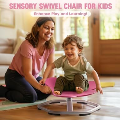 ROBUD Kids Sensory Swivel Chair, Autism Kids Swivel Chair with Non-Slip Design, Training Body Coordination, Flower Shape Wobble Chair, No Assembly, Pink - Image 2