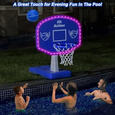 Dahivs LED Pool Basketball Hoop, Solar Powered Poolside Basketball Hoop for Pool with Colorful Lights, Oversized Water Basketball Hoops with 2 Balls/Pump, Light Up Pool Games for Adults Teens. - Image 6