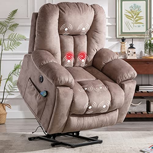 CANMOV Power Lift Recliner Chair with Massage and Heat for Elderly, Overstuffed Wide Recliners, Heavy Duty and Safety Motion Reclining Mechanism with USB Ports, 2 Concealed Cup Holders, Apricot - Image 1