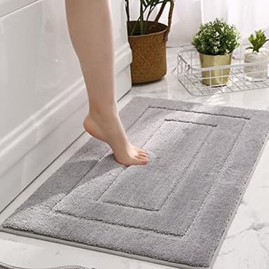 GRANNY SAYS Gray Bathroom Rugs, Bath Mats for Bathroom Non-Slip, Super Soft and Water Absorbent, Microfiber Bath Rugs, Machine Wash Dry, Bath Rugs for Floor, Tub and Shower, 16" x 24" - Image 1