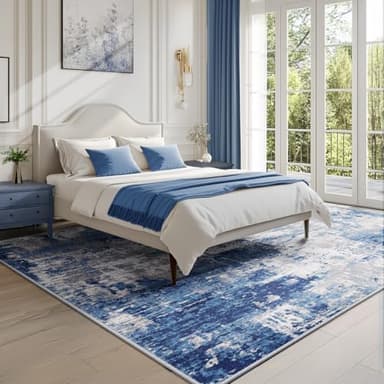 RELEANY Washable Area Rugs 8'x10' Non-Slip Modern Abstract Soft for Living Room Entryway Bedroom Nursery, Print Pattern, Blue Grey Navy Gray - Image 7
