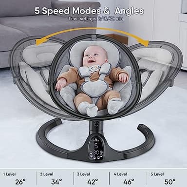 BabyBond Baby Swings for Infants to Toddler | Bluetooth Baby Swing with 3 Seat Positions | 5 Natural Sway Motion | Bluetooth Music | 5-Point Harness | Includes Remote Control - Image 2