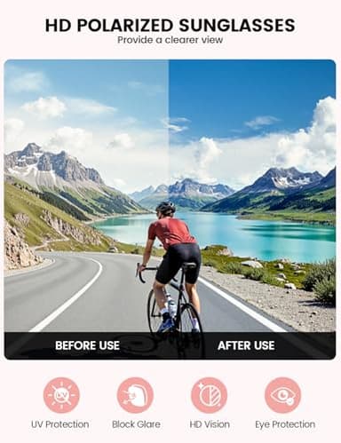 Lamicall Polarized Sports Sunglasses for Men Women, Ultralight [Adjustable Nose Pad] UV400 Protection Sun Glasses for Cycling Running Baseball Fishing Golf Beach Volleyball, Transparent Pink - Image 5