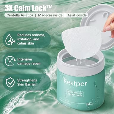 Kestper Madecassoside Toner Pads | 110 Pad Calming Face Pads with Centella Asiatica to Soothe,Balance Skin Tone,Fades Blemishes & Spots | Daily Face Skincare - Image 3