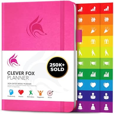 Clever Fox Planner – Undated Weekly & Monthly Planner for Productivity, Time Management & Goals – Organizer Journal – A5 (Hot Pink) - Image 1