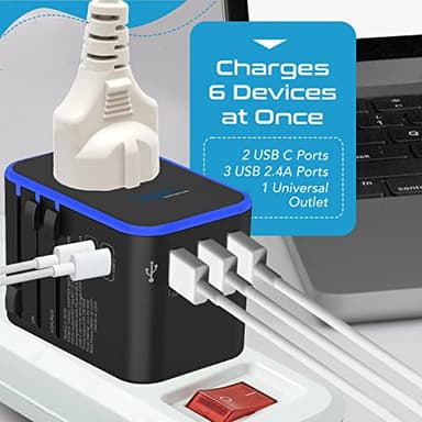 Ceptics Universal Travel Adapter, 35W International Power Adapter with PD & QC 3.0 Dual USB-C, 3 USB Travel Adapter Worldwide, Type I C G A Outlets 110V 220V A/C - EU Euro US UK (11-KU) - Image 4