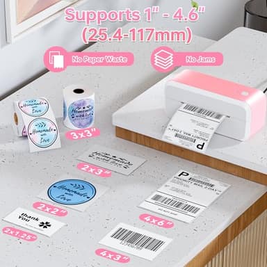 Bluetooth Shipping Label Printer, 4x6 Thermal Label Printer for Shipping Packages & Small Business, Compatible with IOS, Android, Windows and Mac, Widely Used for Ebay, Shopify, Amazon, Etsy (Pink) - Image 5
