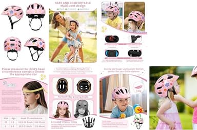 XJD Toddler Helmet Kids Bike Helmet Baby Multi-Sport Adjustable Skateboard Helmet for Kids Boys Girls Infant Lightweight for Age 1 and Older (Pink Flowers, X-Small: 18.11"-20.08" / 46-51 cm) - Image 9