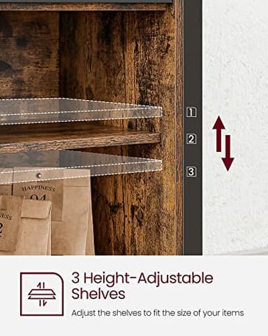 VASAGLE Buffet Cabinet, Coffee Bar Storage Cabinet, Sideboard with 2 Sliding Barn Doors, Adjustable Shelves, 13 x 39.4 x 31.5 Inches, for Living Room, Rustic Brown and Ink Black ULSC092B01 - Image 6