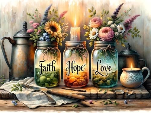 Diamond Art Kits for Adults, Inspirational Diamond Painting Kits for Beginners, 5D Vase Round Full Drill Gem Art for Adults, Paint by Diamonds Pictures DIY Crafts Kits 16x12inch - Image 1