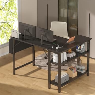 DLisiting Black L Shaped Desk with Shelves Power Outlet, 40 Inch Small Corner Computer Gaming Desk for Small Space Home Office, Study Work PC Desks for Bedroom, Black - Image 9